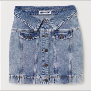 H&M x Moschino acid wash denim mini skirt